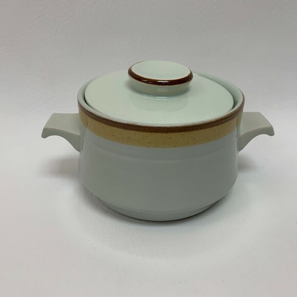 International Stone Ware Sugar Bowl Danish Gold Green S-395 Japan - Picture 1 of 9